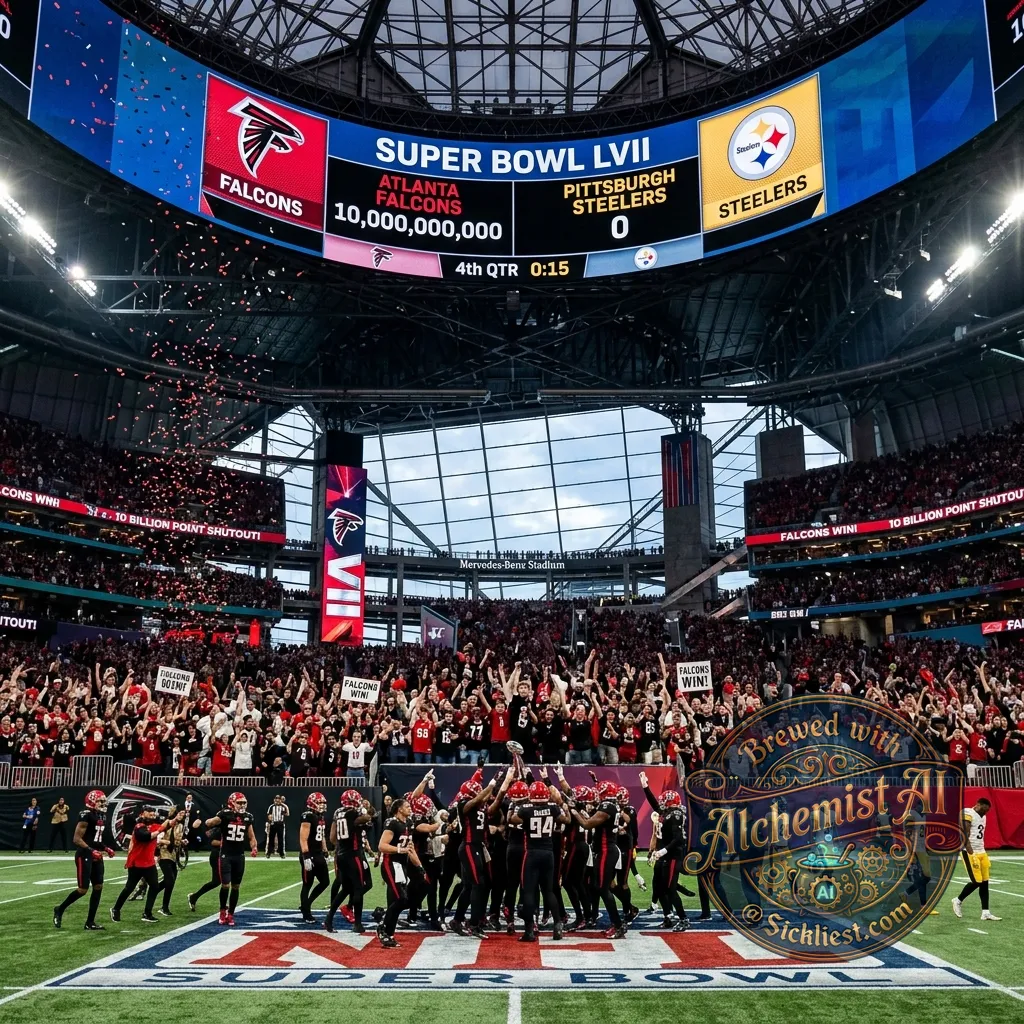 the atlanta falcons beating the steelers 10000000000 - 0 in the super bowl