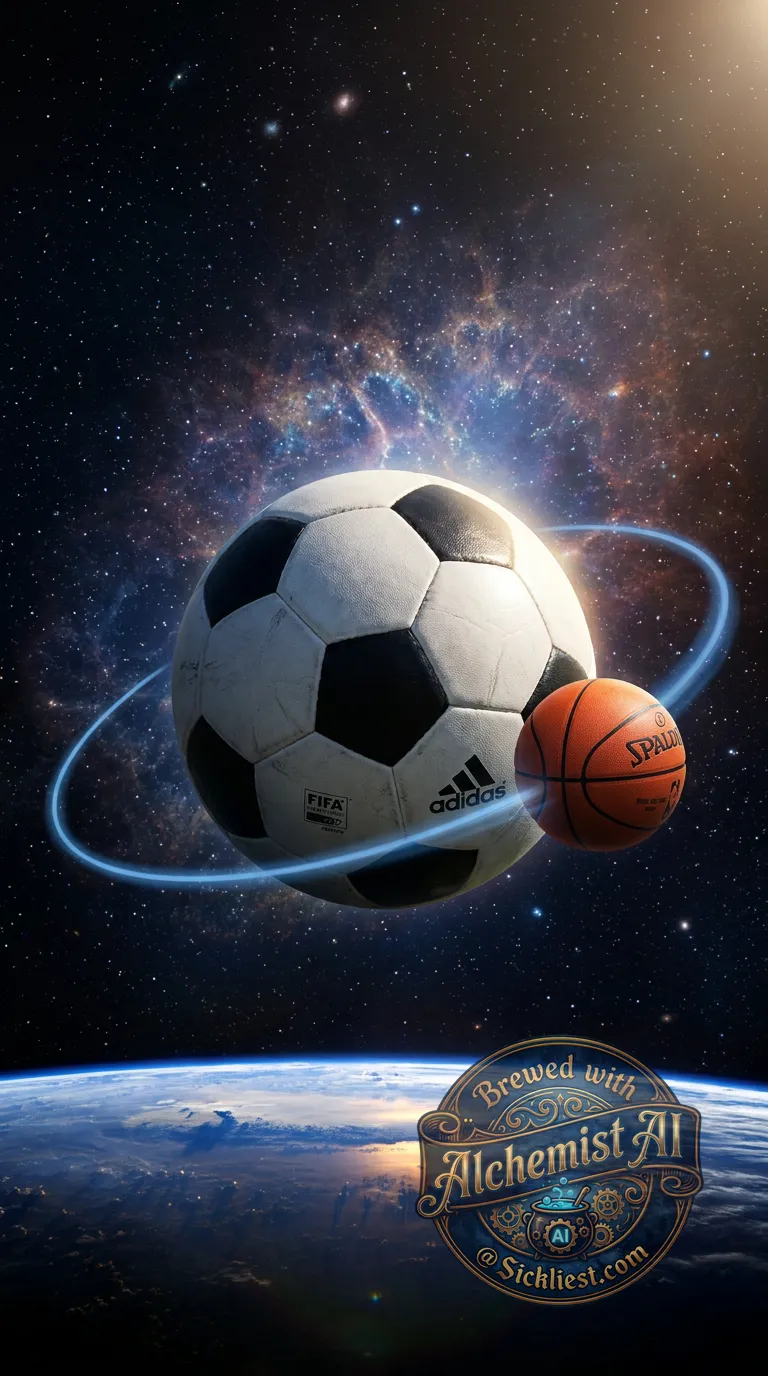 Basketball orbiting Soccer ball