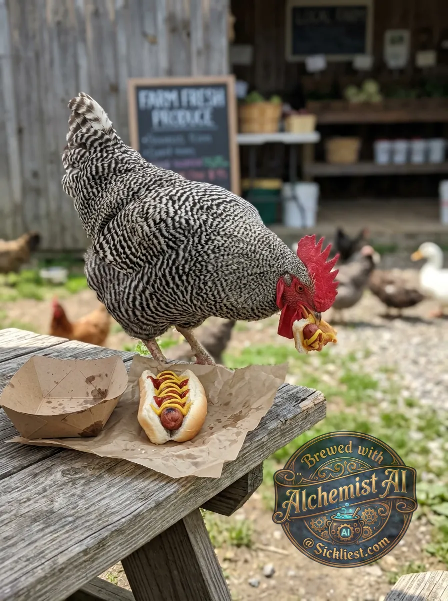 make a cock eating a hot dog