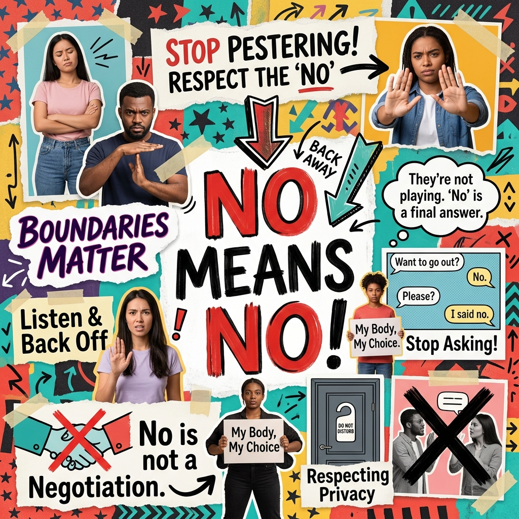 Create a no means no collage so it's clear not to continue pestering.