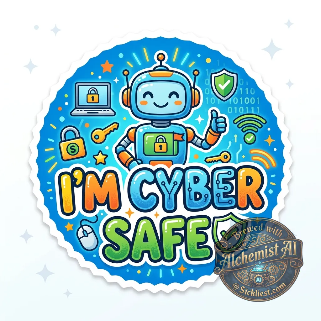 make me a sticker that i can give to little elementary schoolers from a job demo that says "im cyber safe"