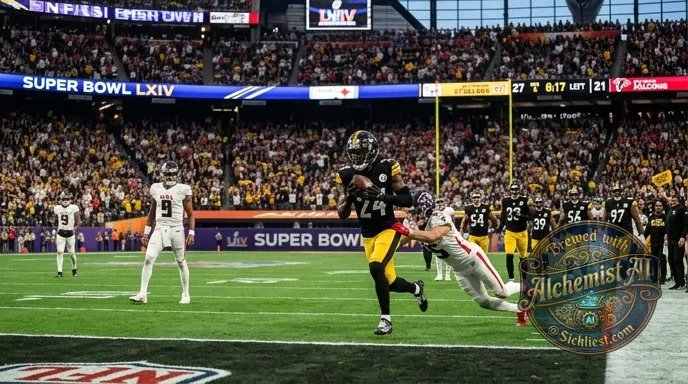 Michael Penix throws a Pick Six to Joey Porter Jr helping the steelers beat the falcons in the superbowl 27-21