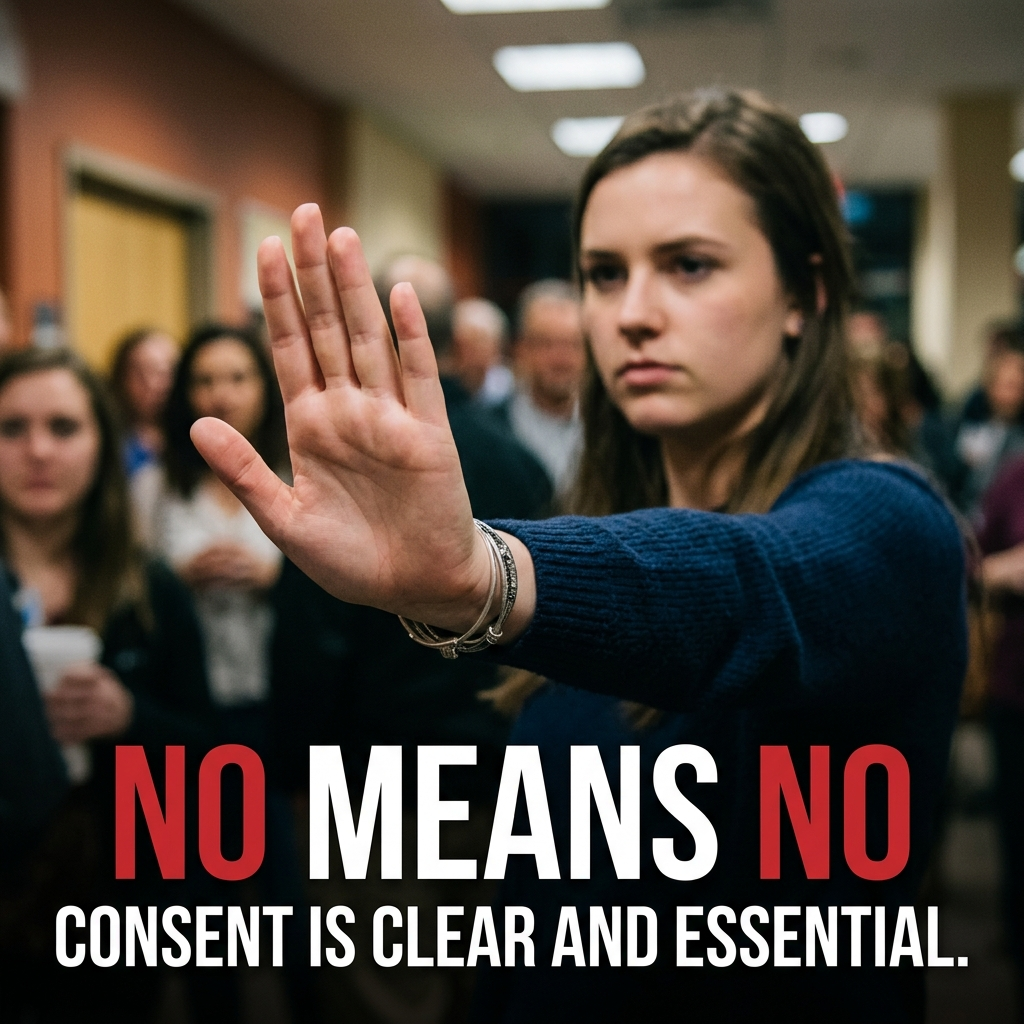 Make a No Means No image to convey the message.