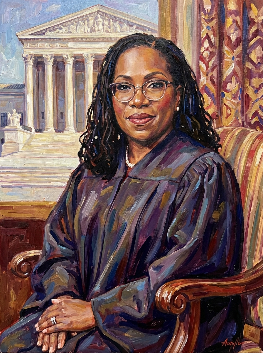 An artistic depiction of justice ketanji brown