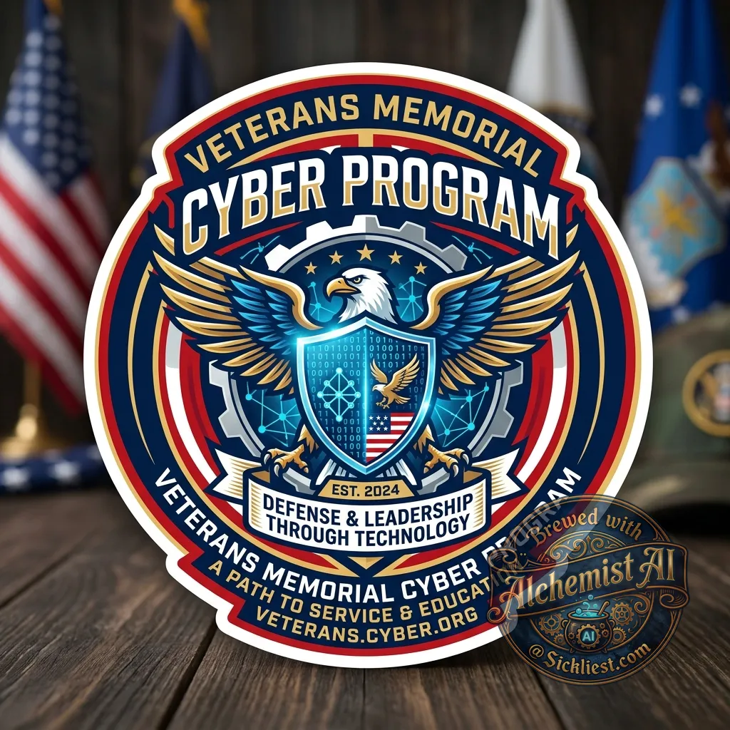 generate me a sticker for the veterans memorial Cyber program