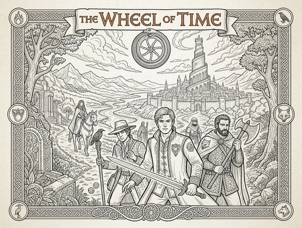 Wheel of Time inspired coloring sheet.  (Art for coloring)